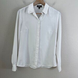 Express Portofino Shirt Womens Small White Long Sleeve Button Up Blouse